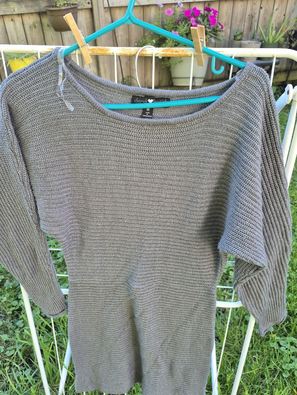 Derek Heart Gray Long Sleeve Ribbed Knit Dress